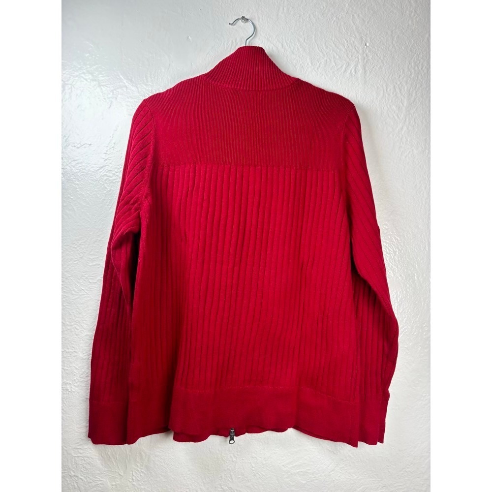 Eddie Bauer Full Zip Sweater Womens XXL Red Vintage Ribbed Cotton Preppy 90s - Picture 3 of 14